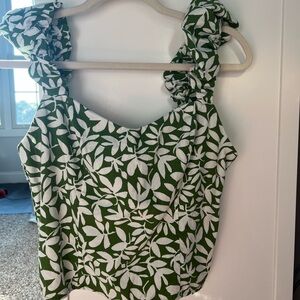 Abercrombie & Fitch Green Ruffled Sleeveless Blouse